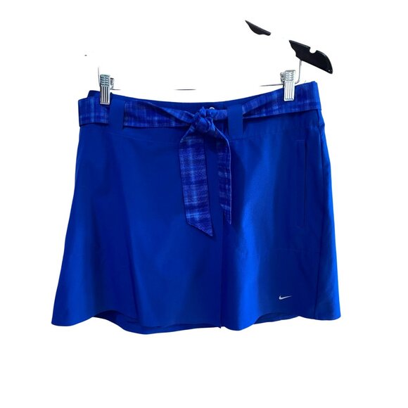 Nike Golf Womens Dri-Fit Blue Skort Size 12 With Plaid Tie Waist For Sports & Ca - Picture 7 of 8